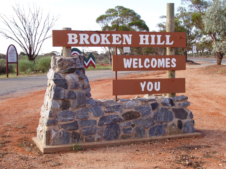 Broken Hill roadside welcome sign
